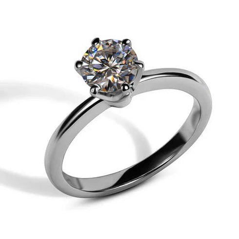 MJ-146 Twist Round Created White Diamond Solitaire Ring