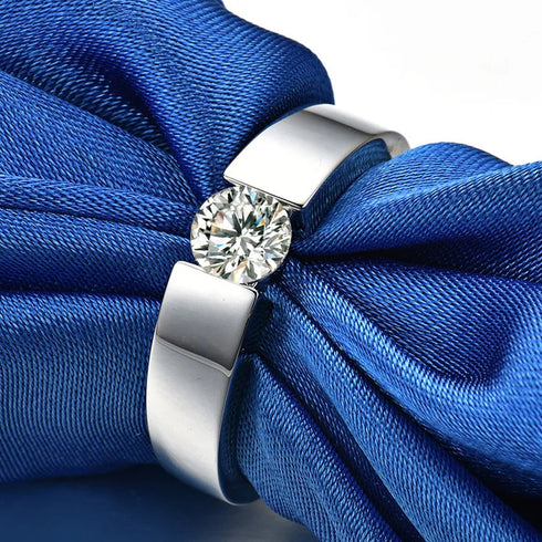 MJ-206 Platinum PT950 Moissanite Men's Diamond Couple Rings