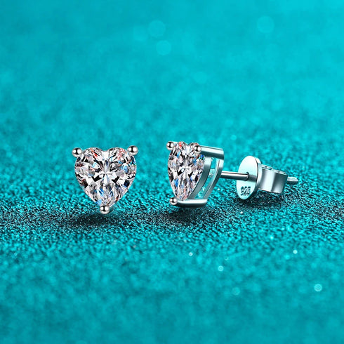 MJ-50 D Color Moissanite Lab Diamond Heart Stud Earring For Women 925 Sterling Silver Wedding Engagement Ear Studs Jewelry