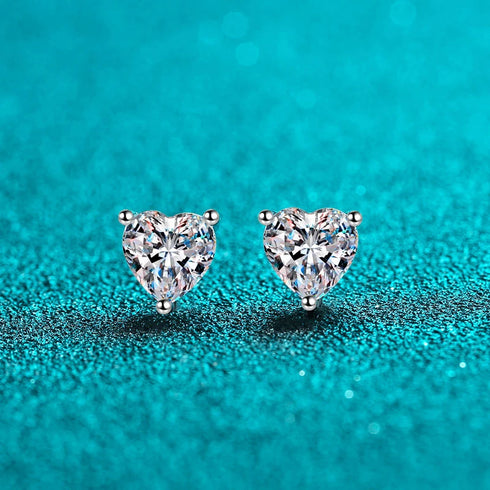 MJ-50 D Color Moissanite Lab Diamond Heart Stud Earring For Women 925 Sterling Silver Wedding Engagement Ear Studs Jewelry