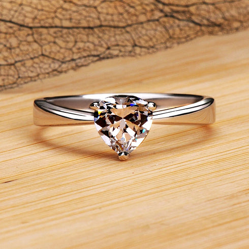 MJ-119 Simple Heart Rings for Women Bride Romantic Tibetan Silver Wedding Bands Fashion Accessories High Quality Zircon Jewelry