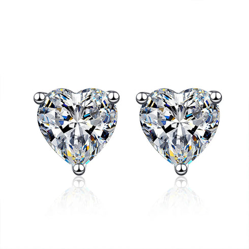 MJ-50 D Color Moissanite Lab Diamond Heart Stud Earring For Women 925 Sterling Silver Wedding Engagement Ear Studs Jewelry