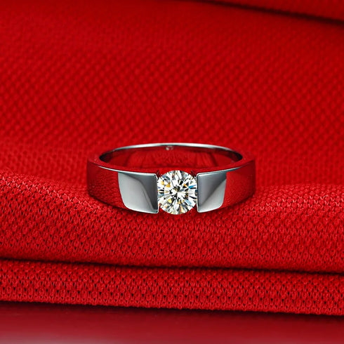 MJ-206 Platinum PT950 Moissanite Men's Diamond Couple Rings