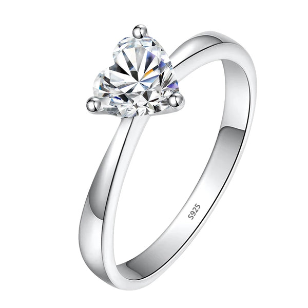 MJ-119 Simple Heart Rings for Women Bride Romantic Tibetan Silver Wedding Bands Fashion Accessories High Quality Zircon Jewelry