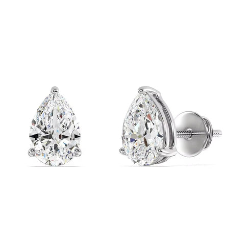Pear Cut Lab Grown Diamond Studs by MJ Moissanite