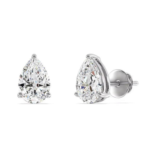 Pear Cut Lab Grown Diamond Studs by MJ Moissanite