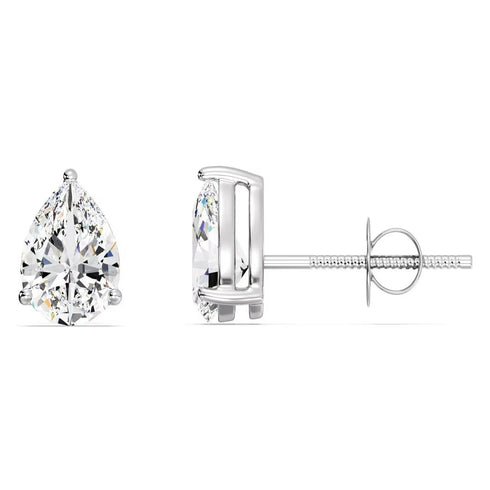 Pear Cut Lab Grown Diamond Studs by MJ Moissanite