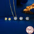 Fine 925 Sterling Silver Gold Plated CZ Round Pendant Necklace & Stud Earrings Jewelry Set
