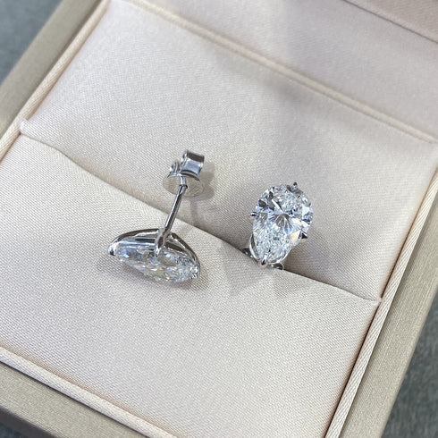 MJ Moissanite – Designer Oval Lab Grown Diamond Stud Earrings