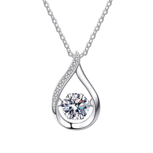 MJ-106 Certified S925 Sterling Silver Moissanite Water Drop Pendant Necklace stylish jewelry Anniversary Necklace