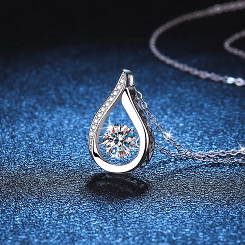 MJ-106 Certified S925 Sterling Silver Moissanite Water Drop Pendant Necklace stylish jewelry Anniversary Necklace