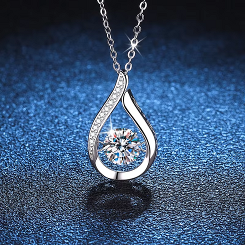MJ-106 Certified S925 Sterling Silver Moissanite Water Drop Pendant Necklace stylish jewelry Anniversary Necklace