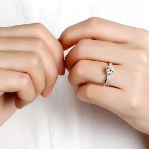 MJ-107 Classic Round Moissanite Twist Band Engagement Ring stylish jewelry Anniversary Ring
