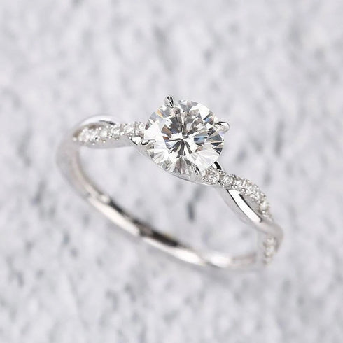 MJ-107 Classic Round Moissanite Twist Band Engagement Ring stylish jewelry Anniversary Ring