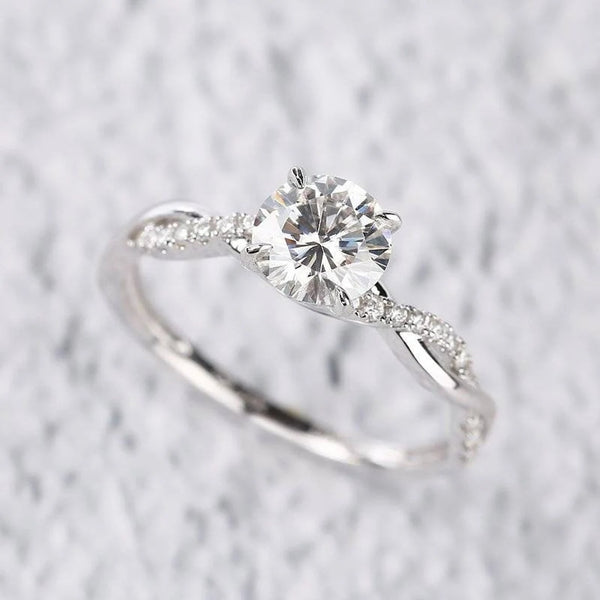 MJ-107 Classic Round Moissanite Twist Band Engagement Ring stylish jewelry Anniversary Ring