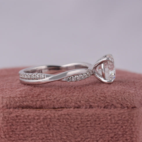 MJ-108 2 Carat Lab Grown Diamond Twisted Pavé Engagement Ring stylish jewelry Anniversary Ring