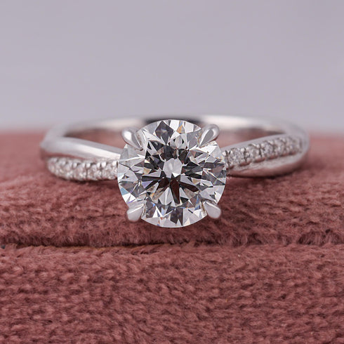 MJ-108 2 Carat Lab Grown Diamond Twisted Pavé Engagement Ring stylish jewelry Anniversary Ring