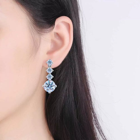 MJ-58 Silver 925 Original Moissanite Diamond Test Past Wedding Drop EarringsJewelry