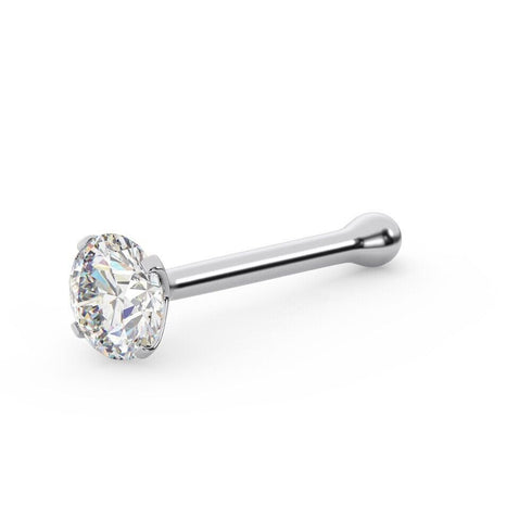 MJ-301 Moissanite Diamond Nose Stud White Gold Silver 925 + White Gold