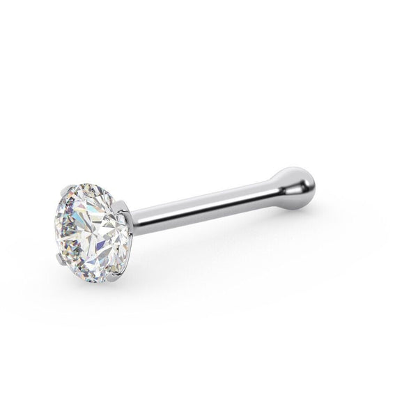 MJ-301 Moissanite Diamond Nose Stud White Gold Silver 925 + White Gold