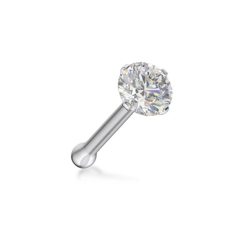 MJ-301 Moissanite Diamond Nose Stud White Gold Silver 925 + White Gold