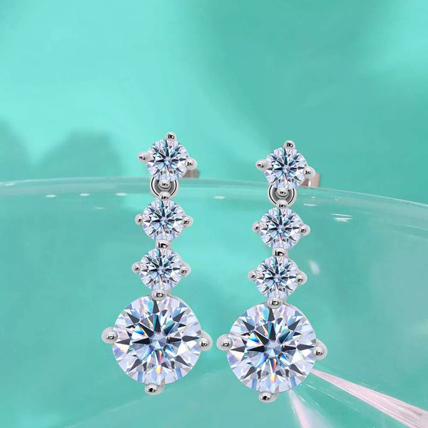 MJ-58 Silver 925 Original Moissanite Diamond Test Past Wedding Drop EarringsJewelry