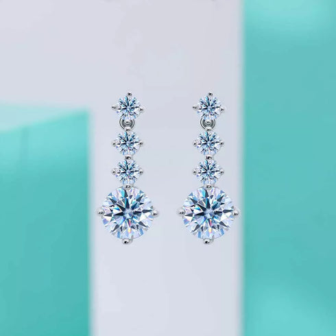 MJ-58 Silver 925 Original Moissanite Diamond Test Past Wedding Drop EarringsJewelry