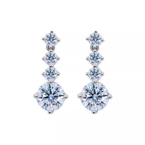 MJ-58 Silver 925 Original Moissanite Diamond Test Past Wedding Drop EarringsJewelry