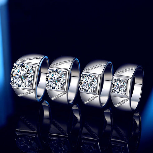 MJ-204 ROUND BRILLIANT CUT MOISSANITE MEN'S WEDDING BAND RING