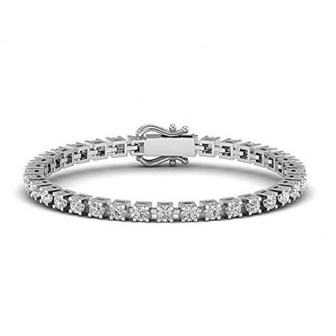 MJ-17 Valentine's Day Gifts For Love Forever Shine Charu Jewels White Gold Finished 925 Sterling Silver Ladies Tennis Bracelets Studded