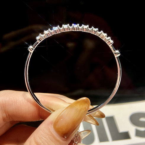 Diamond Real Moissanite Bracelet Bangle 925 Sterling Silver Platinum Plated High Quality Women Wedding Luxury Fine Jewelry