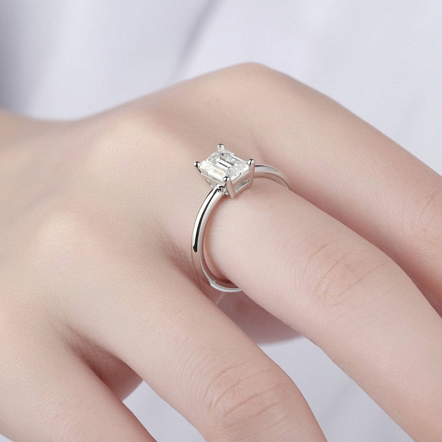 925 Sterling Zilver Emerald Cut Gemaakt Moissanite Diamanten 925 Sterling Zilver Emerald Cut Gemaakt Moissanite Diamanten